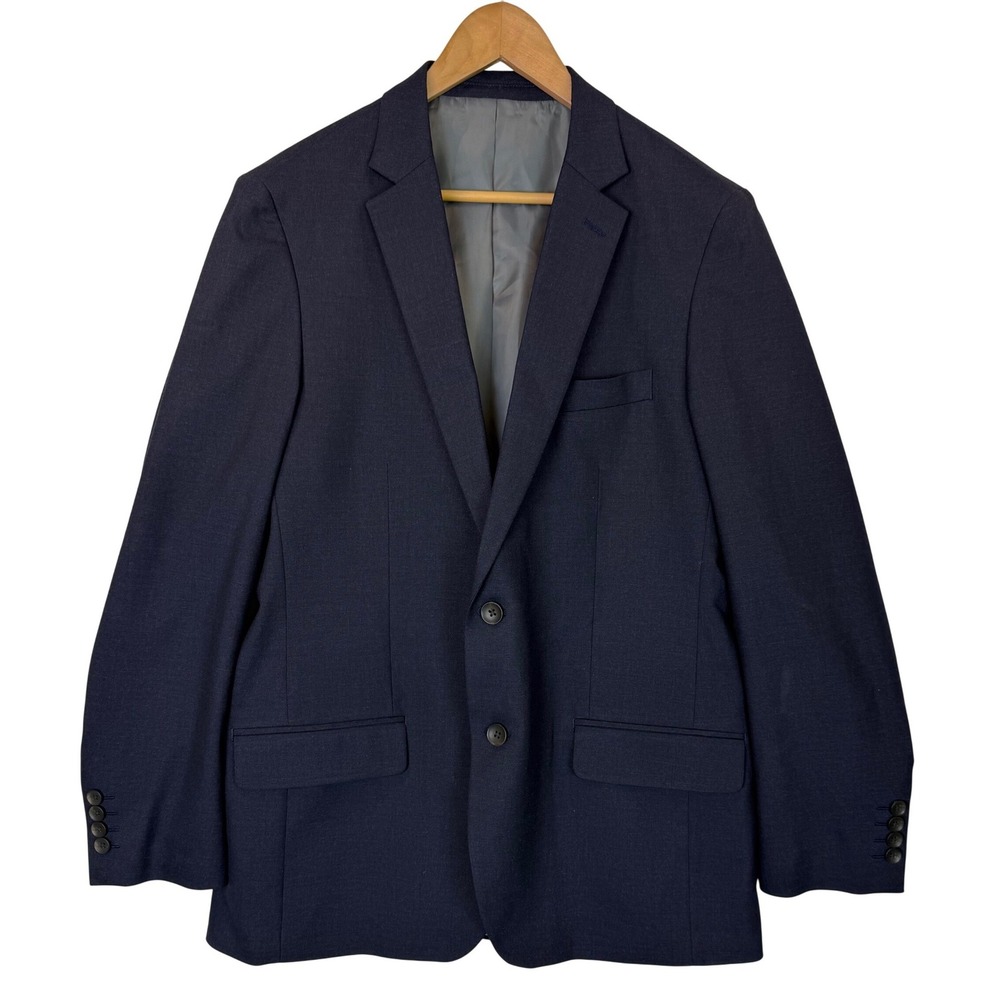 Johnston & Murphy Navy 2-Button Sport Coat Blazer Jacket Classic Casual Size 42R